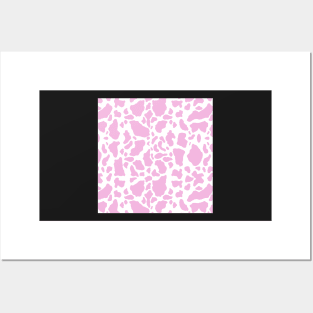 White Pink Cow Animal Print Posters and Art